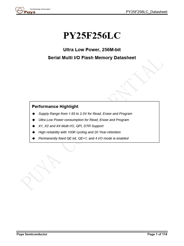 256M-bit Serial Flash Memory Datasheet | PDF | Flash Memory | Input/Output