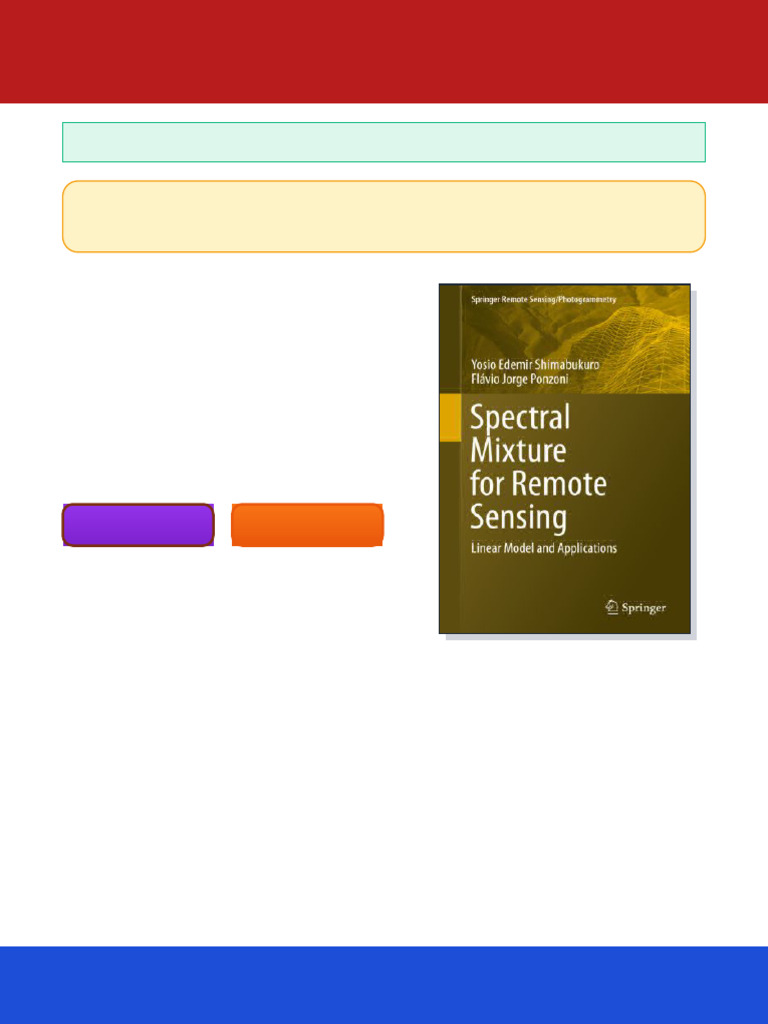 Spectral Mixture For Remote Sensing Linear Model and Applications Yosio ...
