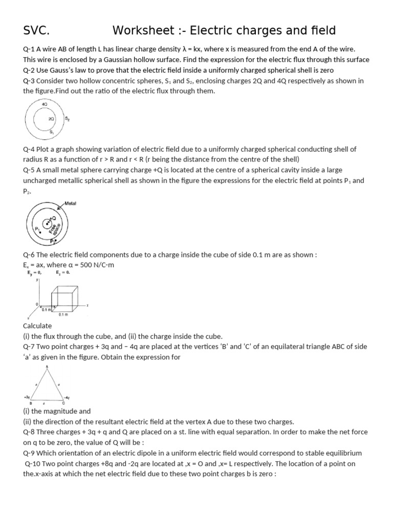 Electric Charges and Field Test 11may 23 | PDF