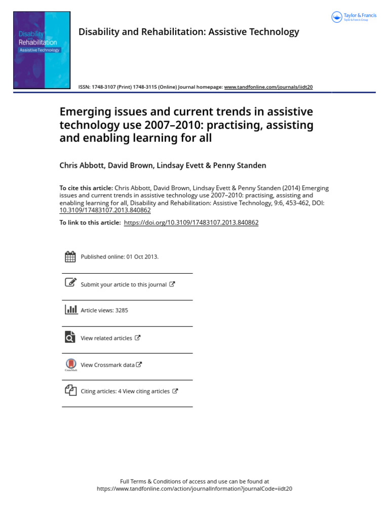 Emerging Issues and Current Trends in Assistive Technology Use 2007 ...