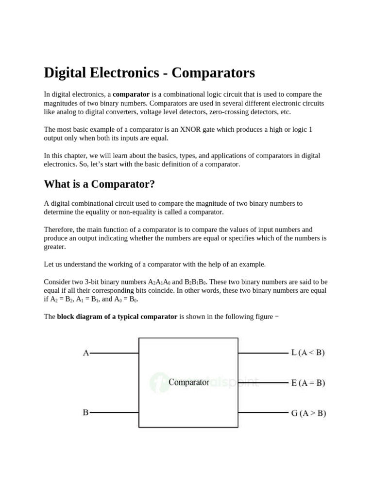 Comparator Best | PDF | Electronic Circuits | Digital Electronics