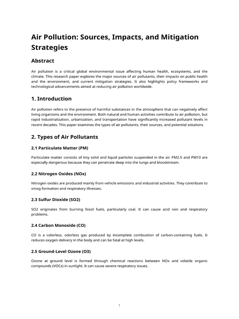 Air Pollution: Sources and Solutions | PDF | Air Pollution | N Ox