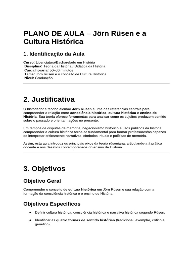 Jörn Rüsen e a Cultura Histórica | PDF | Narrativa | Consciência