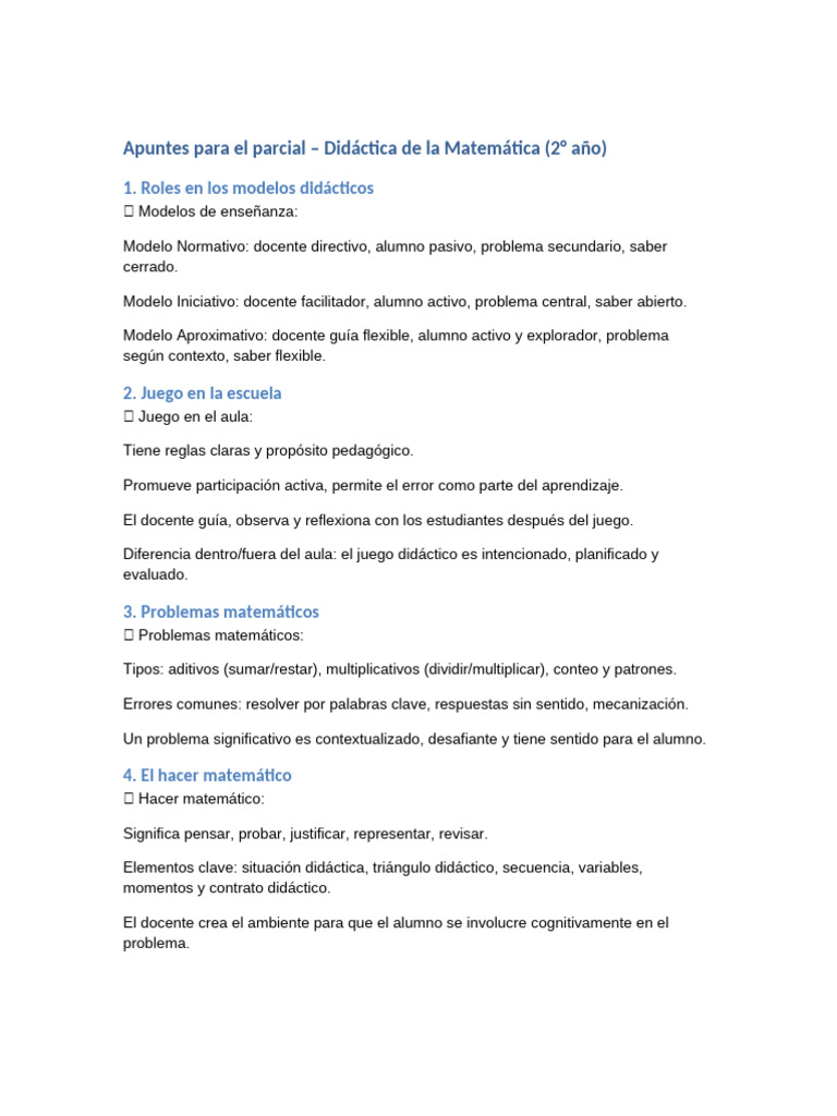 Apuntes Didáctica Matemática Parcial | PDF