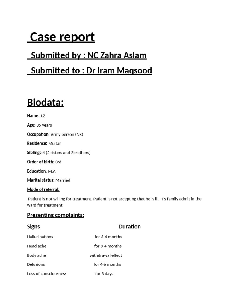 Schizophrenia Case Study: Diagnosis & Treatment | PDF | Schizophrenia ...