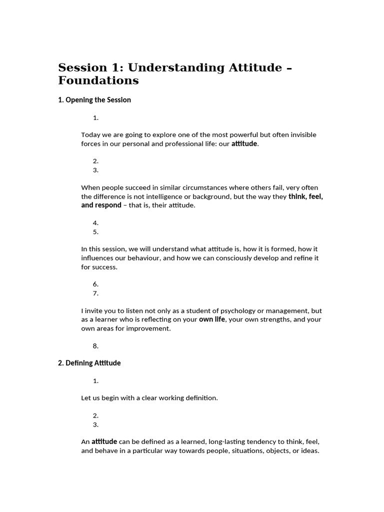Understanding Attitude for Success | PDF | Attitude (Psychology ...
