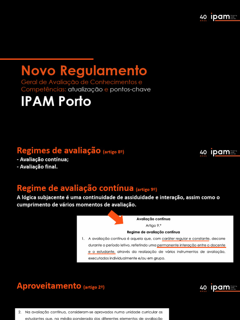 Avaliação e Assiduidade no IPAM 2025/26 | PDF