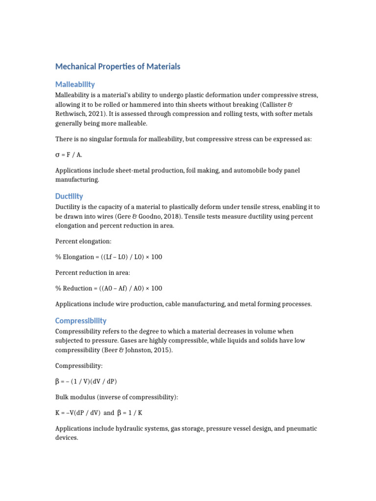 Mechanical Properties of Materials Explained | PDF