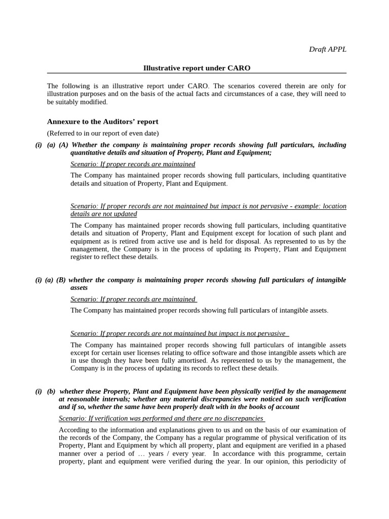 CARO Illustrative Report Scenarios | PDF | Interest | Loans