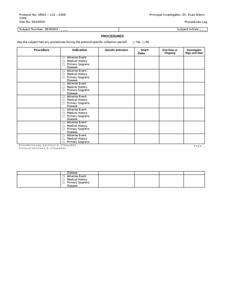 Sjögren's Disease Procedures Log | PDF | Medicine | Health Care