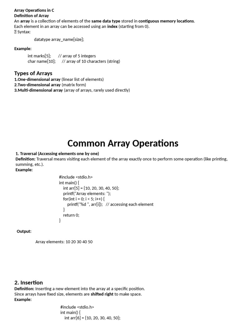 C Array Operations Guide | PDF | Queue (Abstract Data Type) | Computer ...