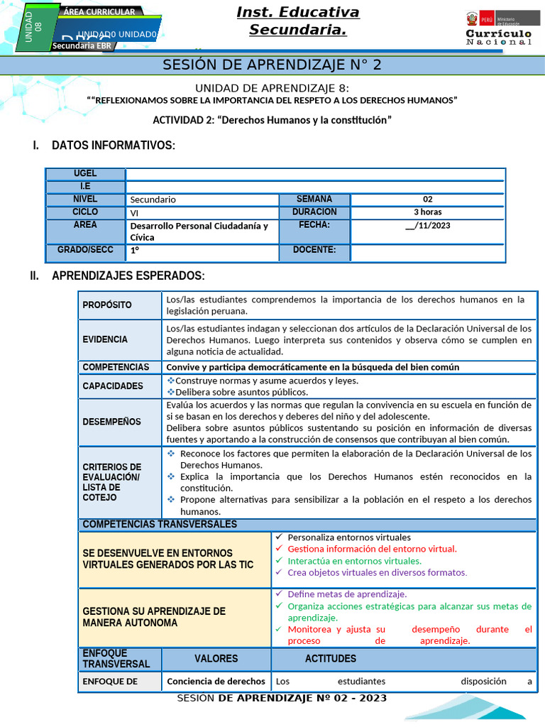 Importancia de los Derechos Humanos en EBR | PDF | Aprendizaje ...