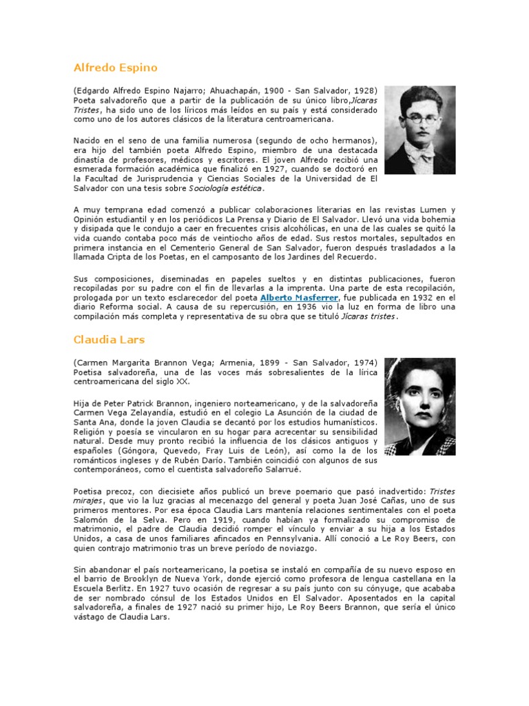 Alfredo Espino Literatura en español Poetas