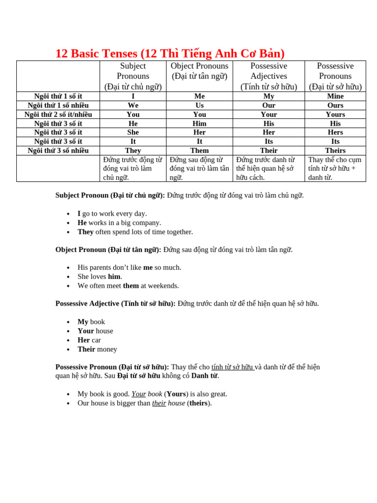 12 Basic Tenses | PDF