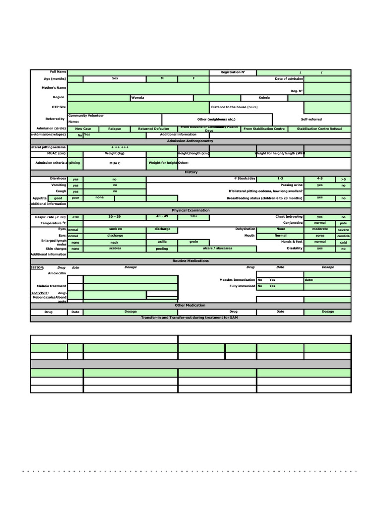 OTP Treatment and Follow-Up Card | PDF | Clinical Medicine | Medical ...