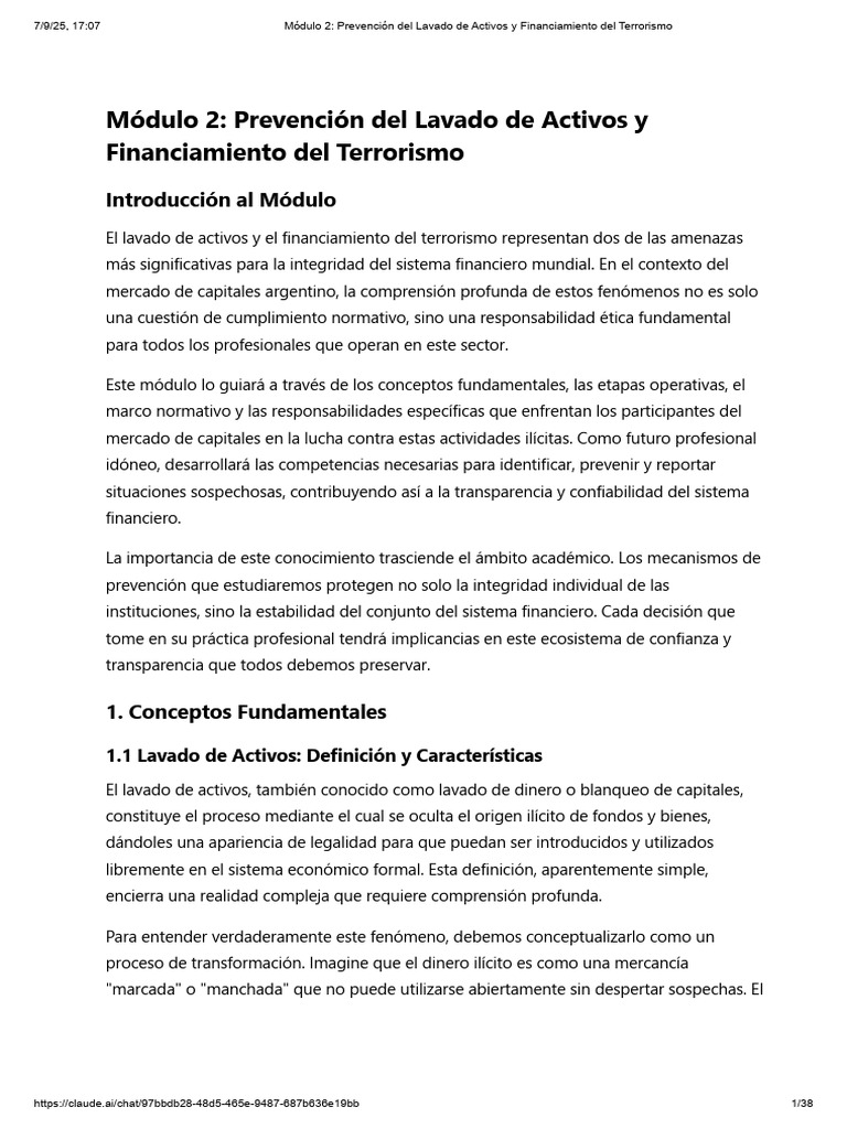 Prevención del Lavado de Activos y Terrorismo | PDF | Lavado de dinero ...