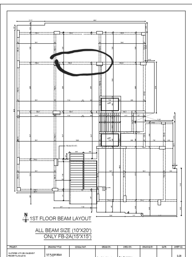 1st Floor Beam Layout for Residential Building | PDF