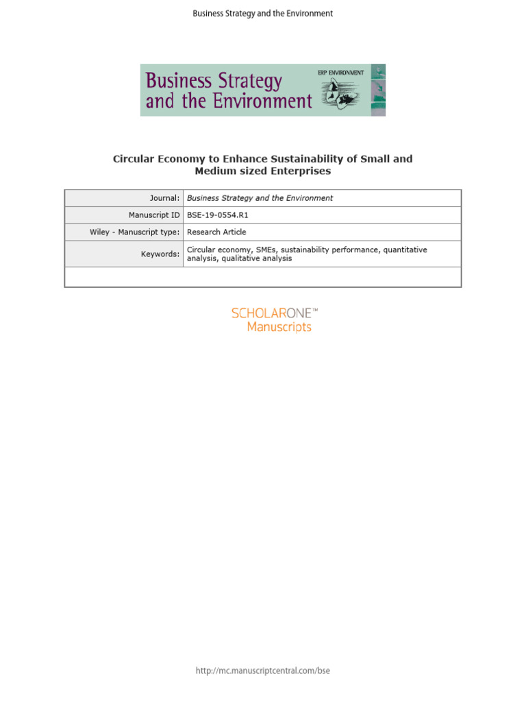 Circular Economy for SME Sustainability | PDF | Structural Equation ...