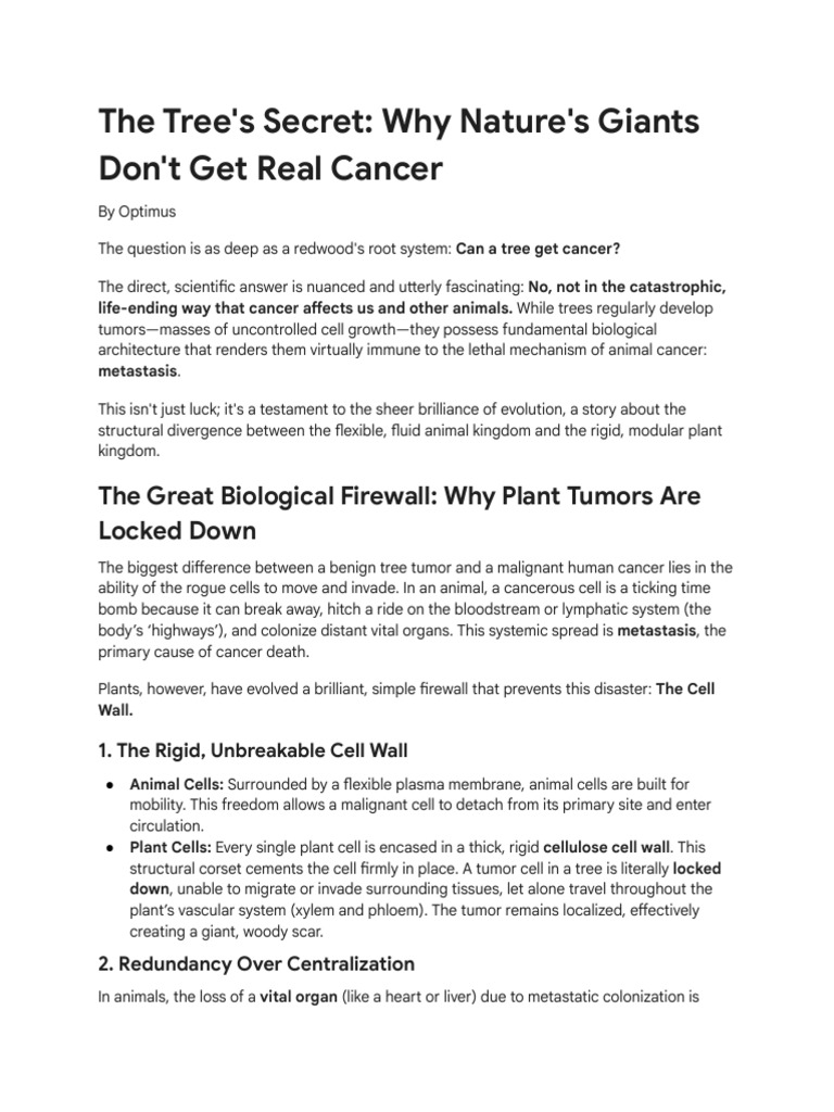 Trees and Cancer: Nature's Resilience | PDF | Trees | Metastasis