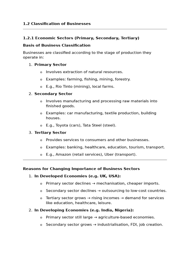 Business Classification by Sector and Ownership | PDF | Economics ...