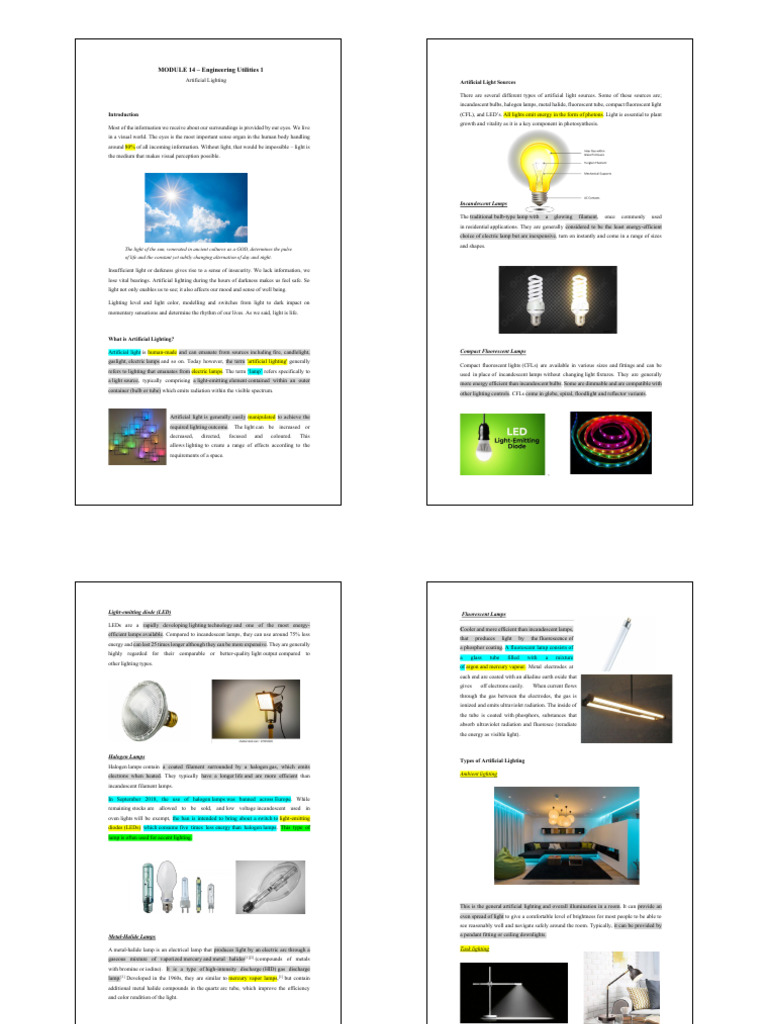 Understanding Artificial Lighting Types | PDF | Compact Fluorescent ...