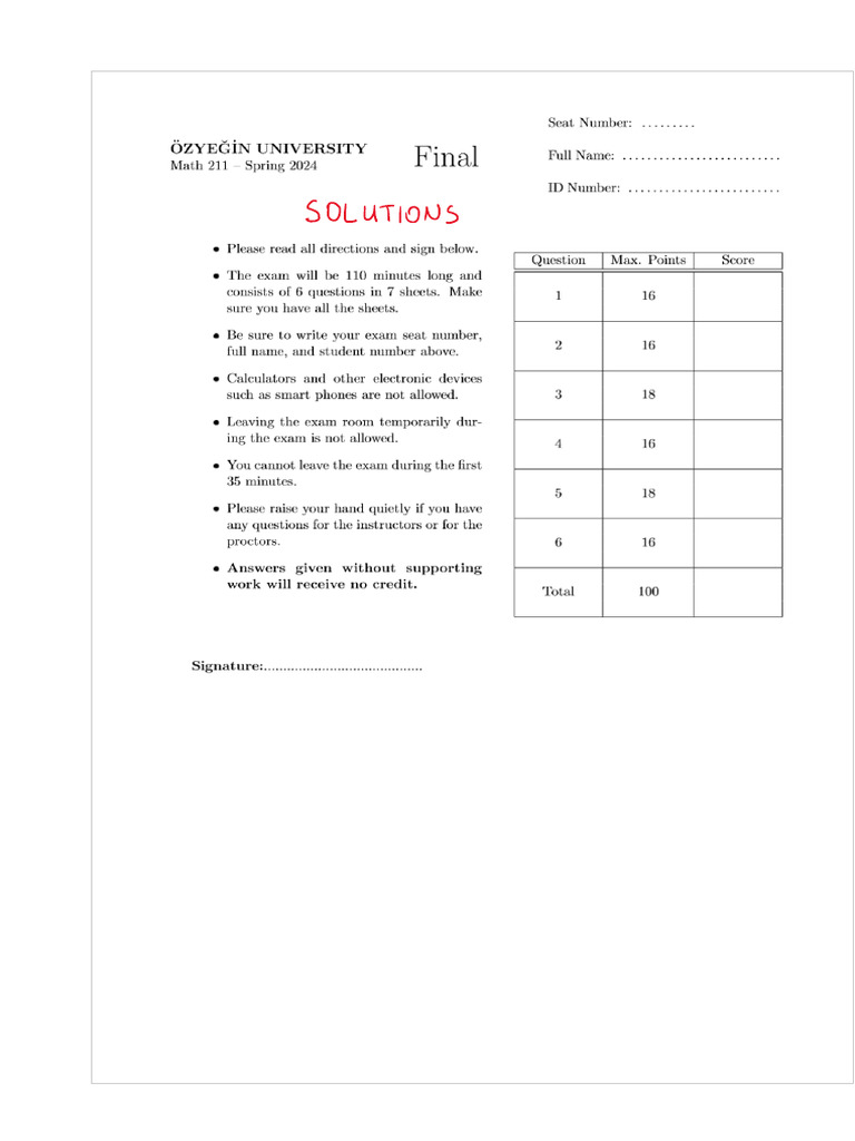 Sample Final 2 | PDF