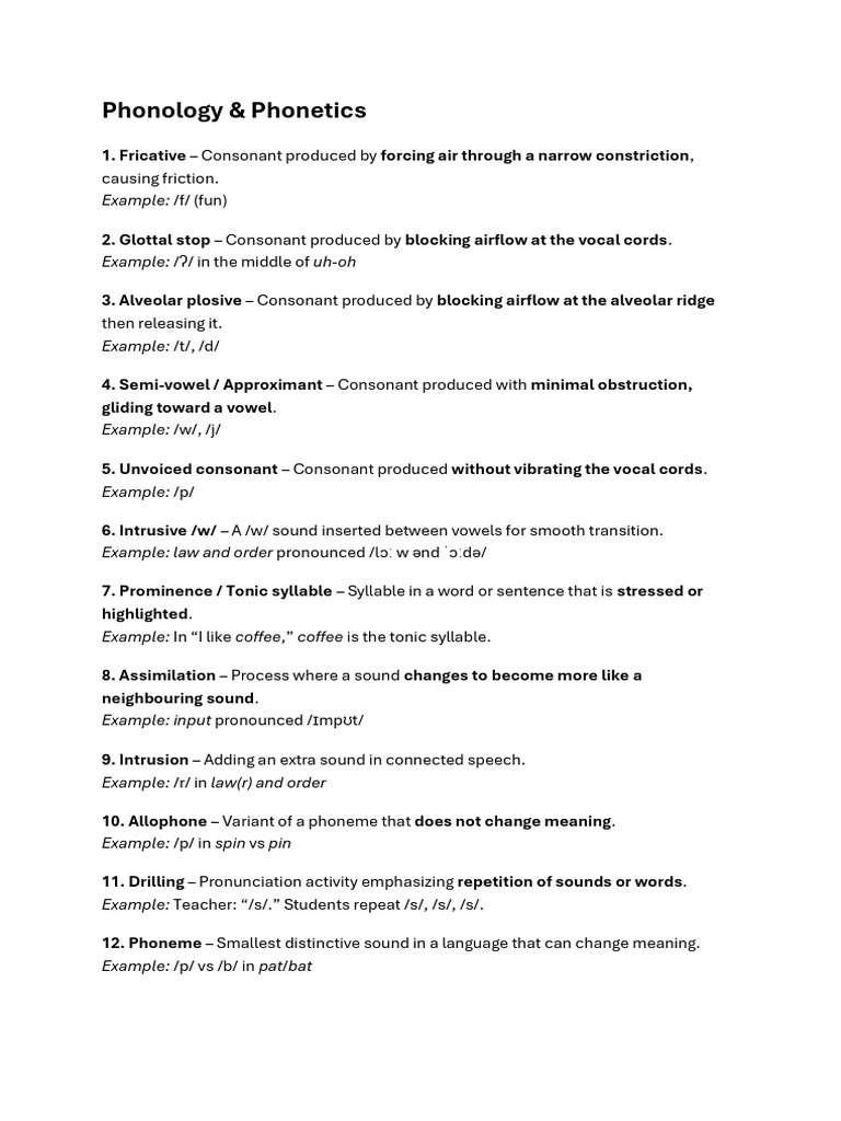 P1 T2 Terms | PDF | Consonant | Word