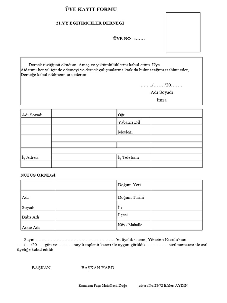 Uye Kayit Formu | PDF