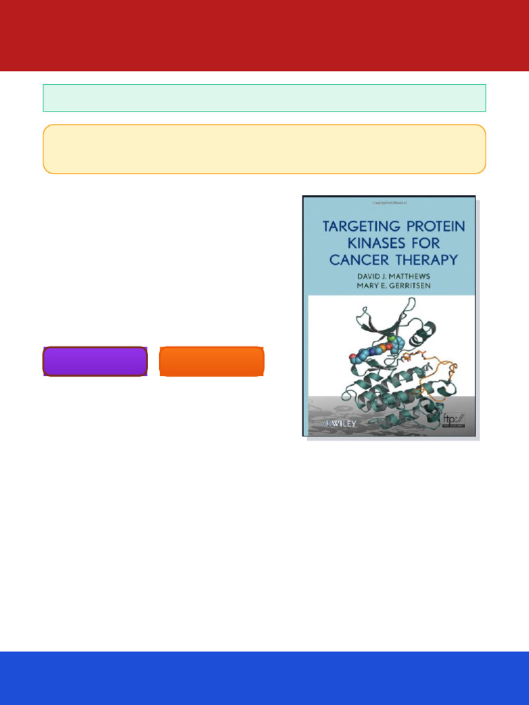 Targeting Protein Kinases For Cancer Therapy 1st Edition David J ...