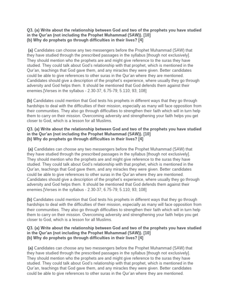 Islamiat 3 | PDF | Prophets And Messengers In Islam | Surah