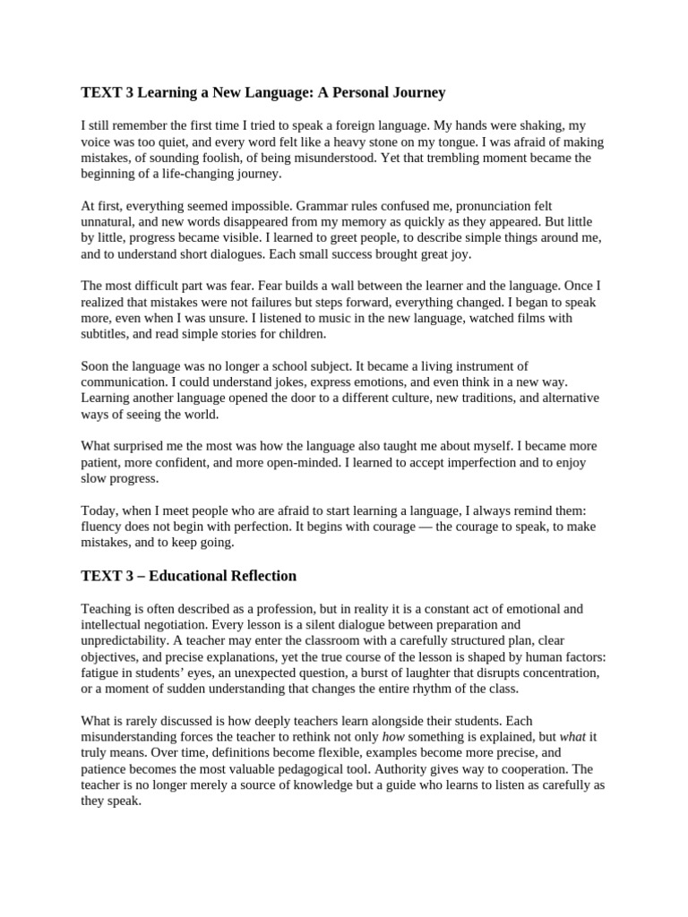 TEXT 3 Learning A New Language | PDF | Teachers | Learning
