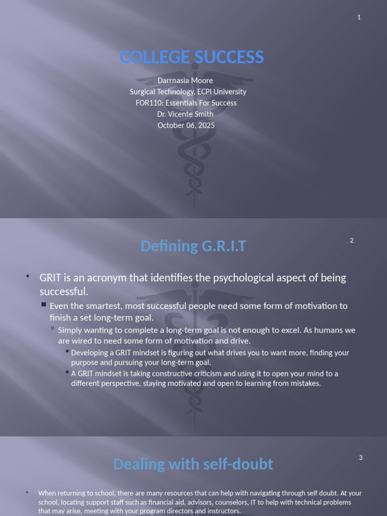 College Success Strategies and Grit Mindset | PDF | Motivational ...