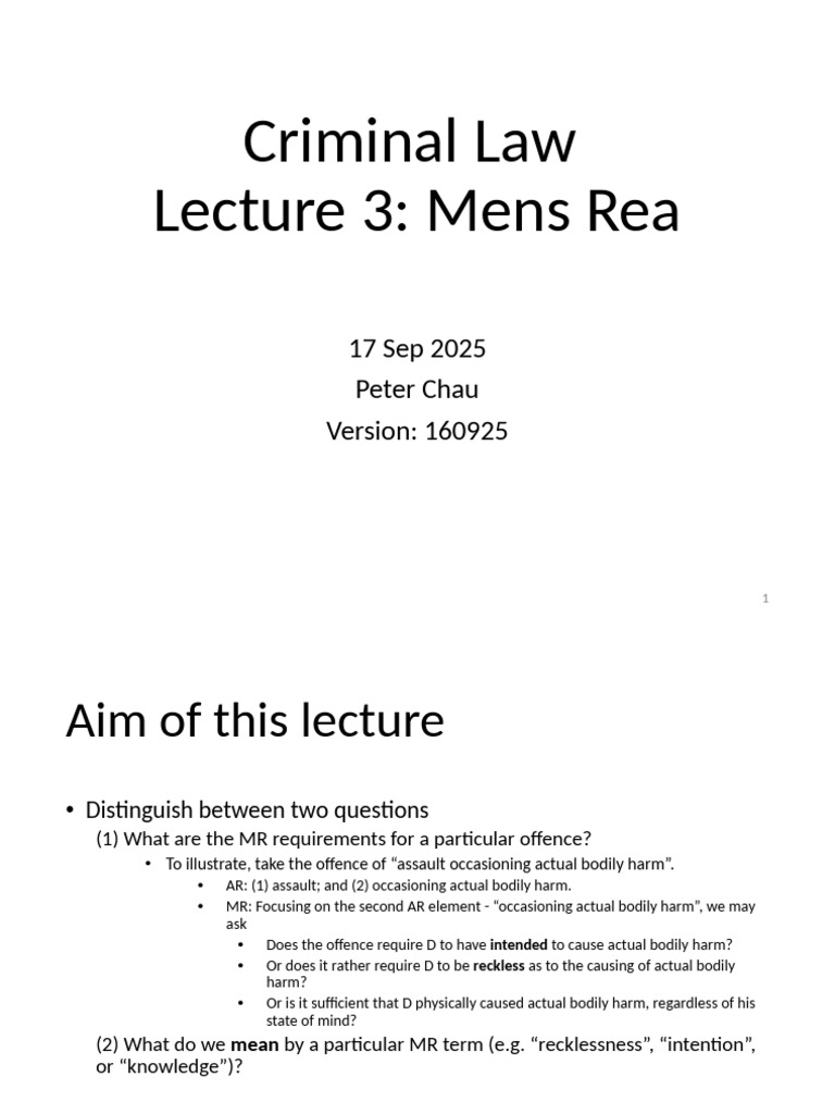 Understanding Mens Rea in Criminal Law | PDF | Recklessness (Law ...