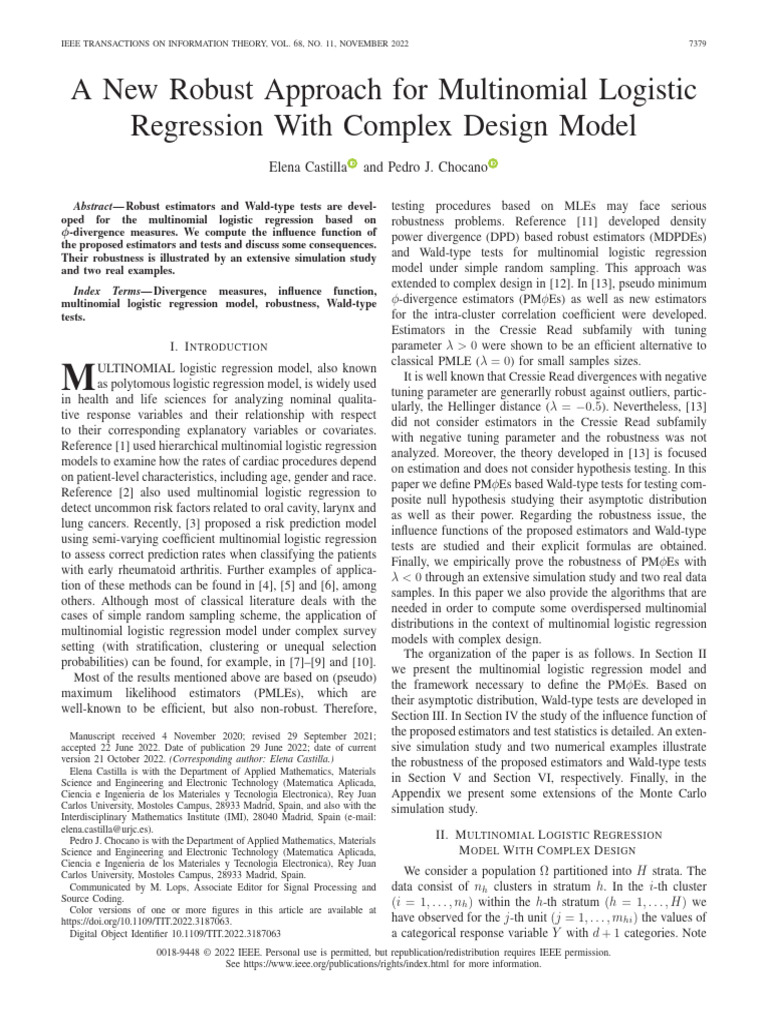 Robust Multinomial Logistic Regression | PDF | Logistic Regression ...