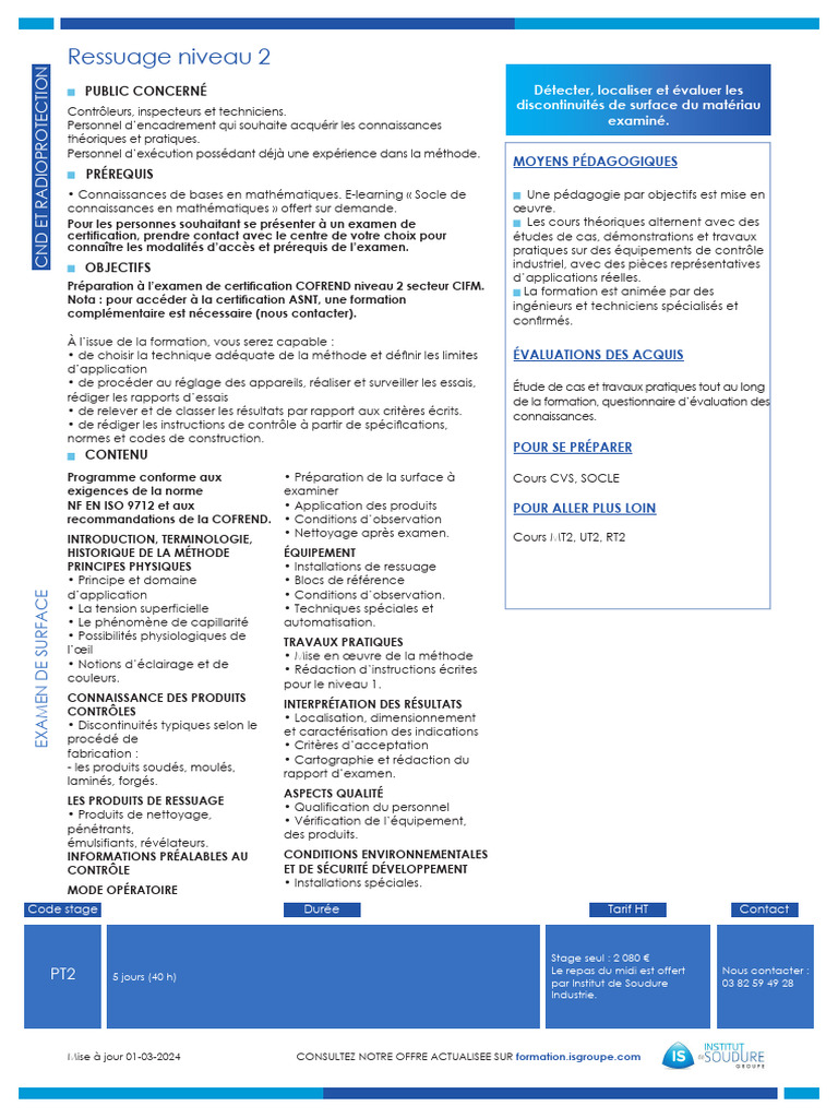 Formation Ressuage Niveau 2 CND | PDF | Pédagogie