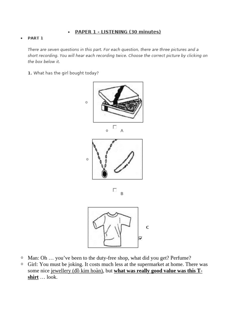 Listening and Reading Practice Test | PDF