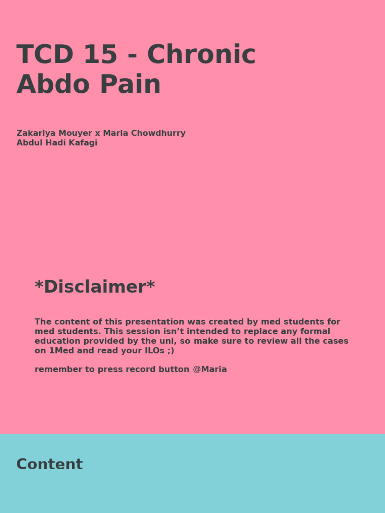 SU CH TCD 15 - Chronic Abdo Pain | PDF | Irritable Bowel Syndrome ...