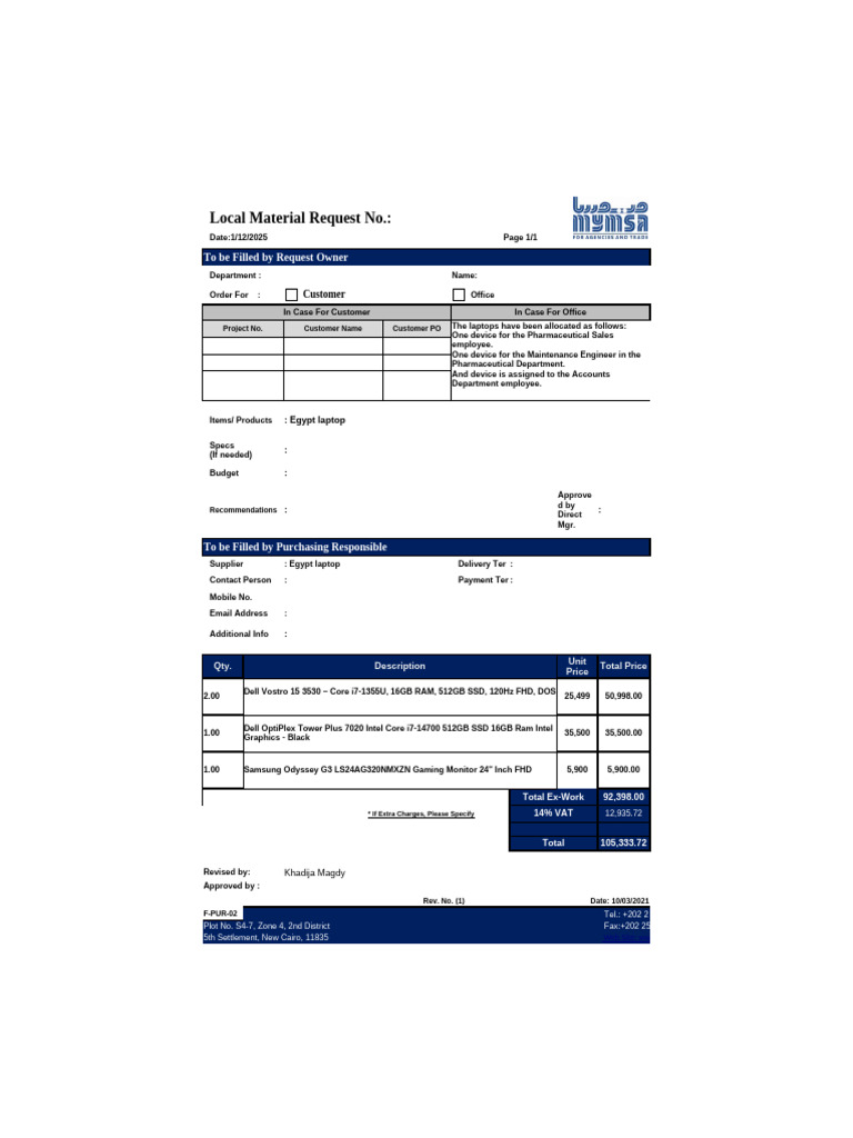 Local Material Request for Electronics | PDF | Computer Engineering ...