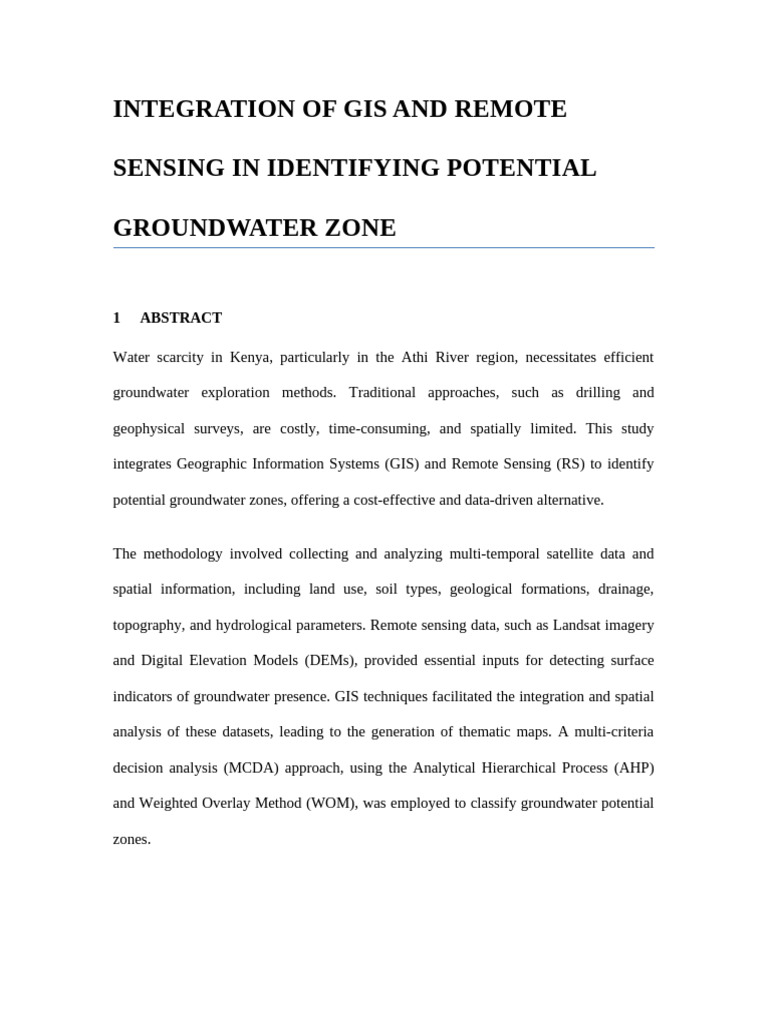 GIS and Remote Sensing for Groundwater Mapping | PDF | Geographic ...