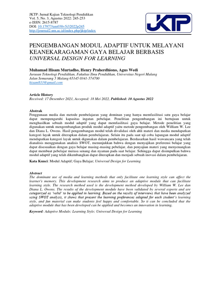 Pengembangan Modul Adaptif Untuk Melayan | PDF