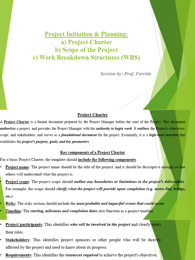 Project Charter and WBS Essentials | PDF | Project Management