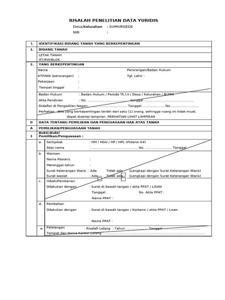 (Kosongan) Pa Apan Template Risalah Penelitian Data Yuridis | PDF