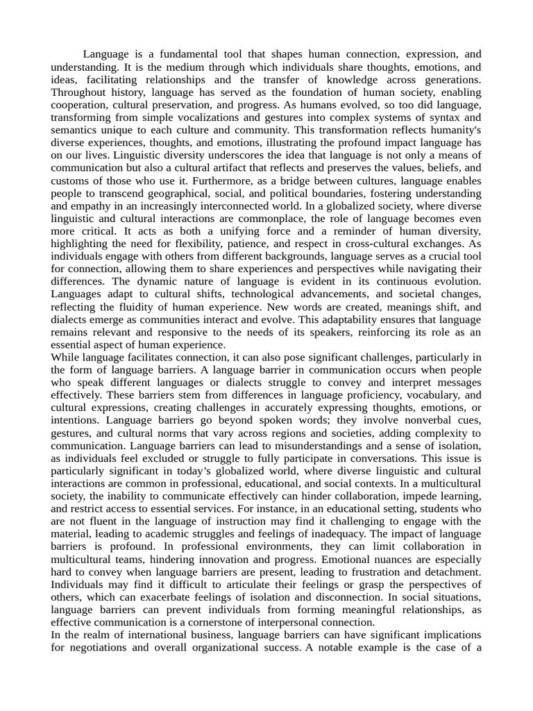 Language Barrier | PDF | Communication | Negotiation
