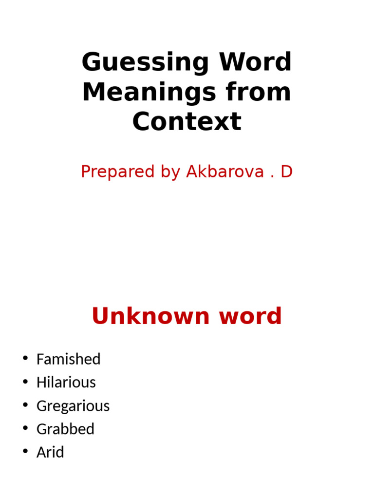 Guessing Word Meanings From Context | PDF