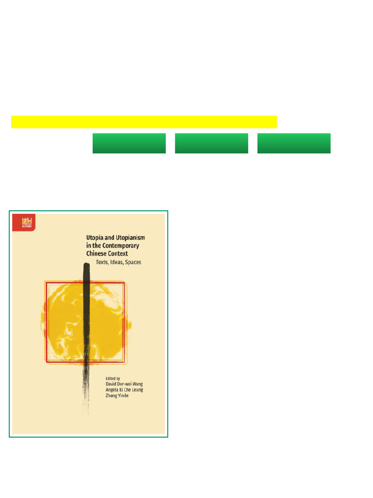 Utopia and Utopianism in the Contemporary Chinese Context Texts Ideas ...