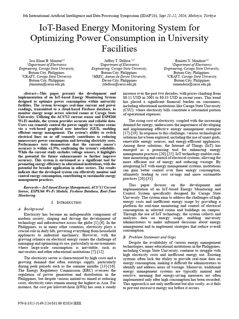 IoT Energy Monitoring for Universities | PDF | Energy Conservation ...