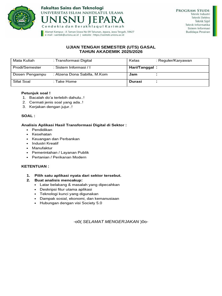 UTS Transformasi Digital 2025/2026 | PDF