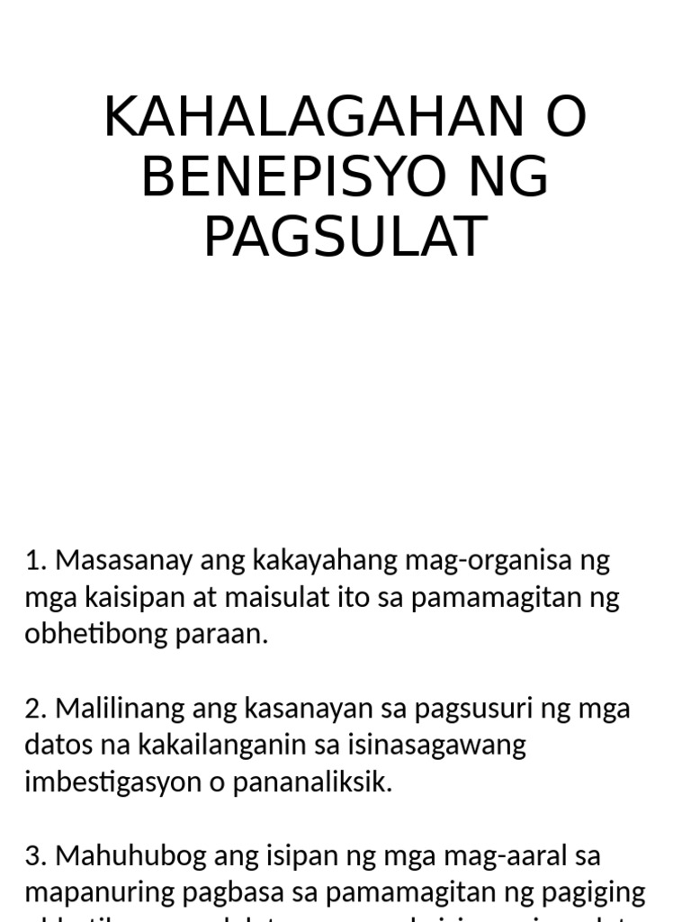Benepisyo NG Pagsulat | PDF