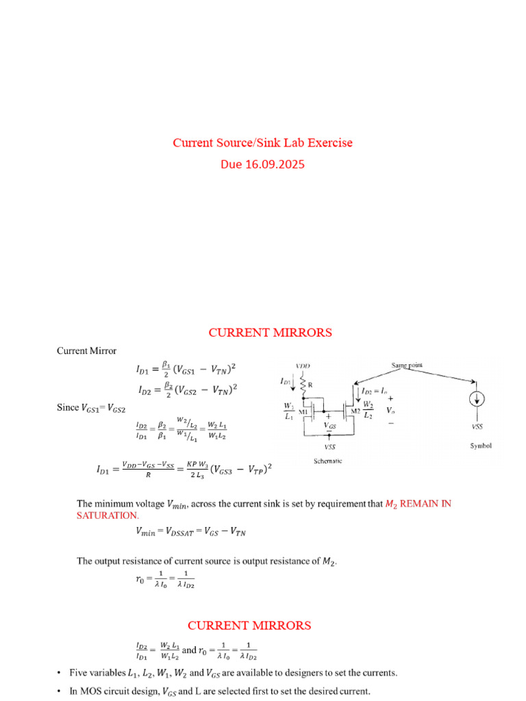 Current Sink and Source Design Exercise | PDF