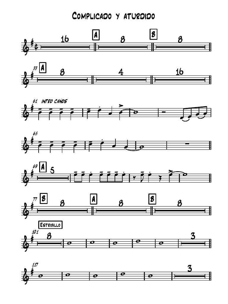 Complicado y Aturdido Sax | PDF
